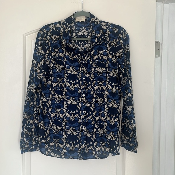 Sezane Blue Floral Button Down Shirt - Picture 4 of 11